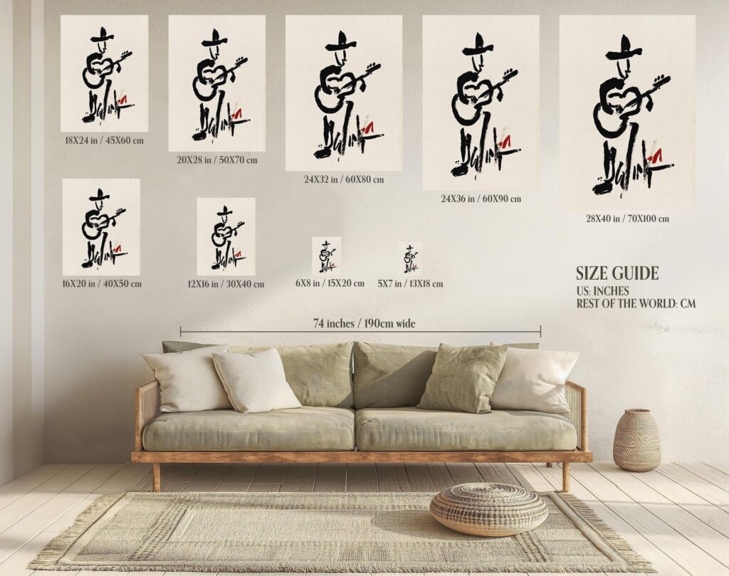 Abstract Cowboy Guitarist Ink Print