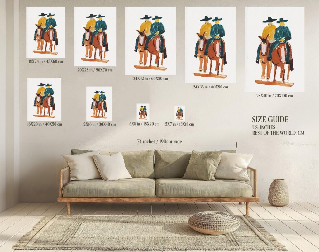 Abstract Cowboys on Horses Art Print
