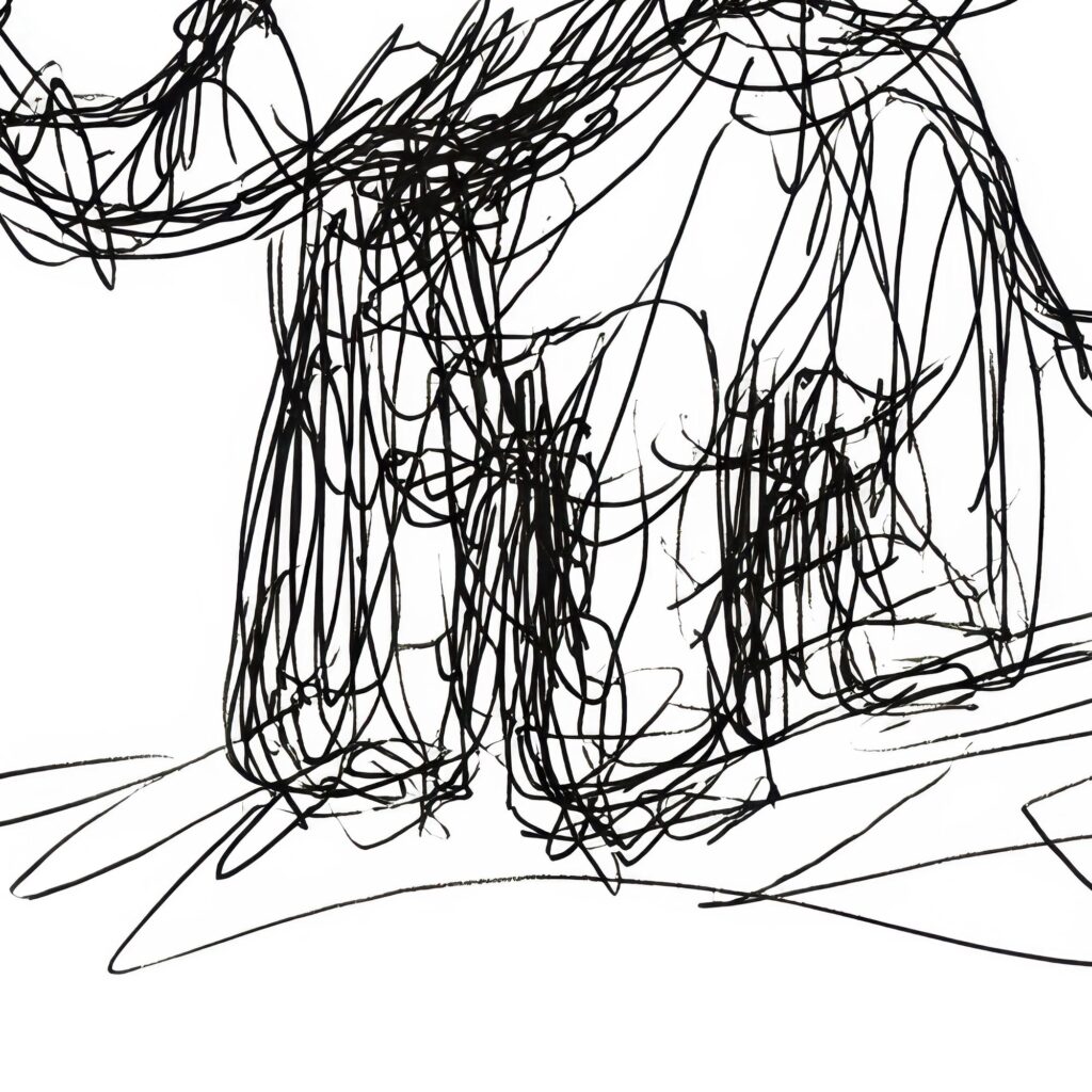 Abstract Elephant Line Sketch Wall Art