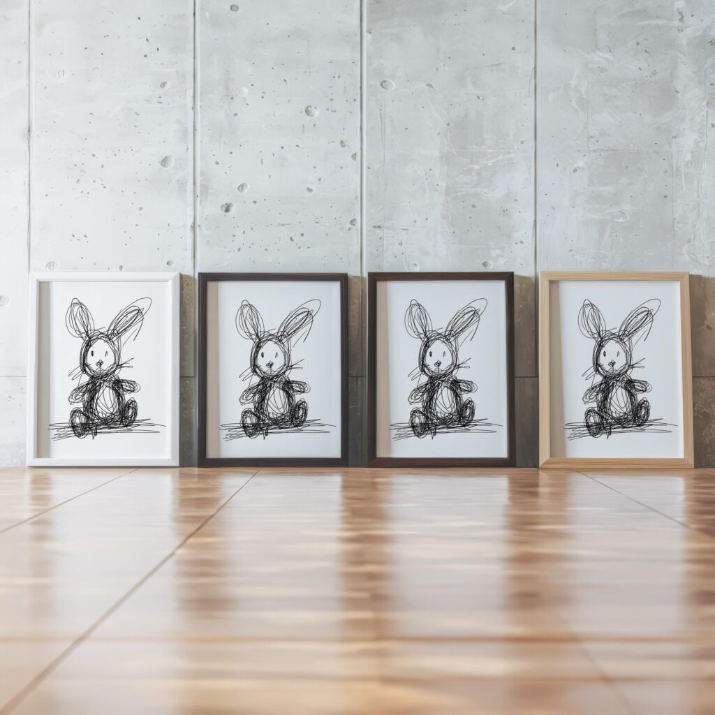 Abstract Scribble Bunny Line Drawing Print