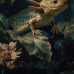 Axolotl Dark Botanical Painting Print