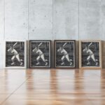 Baseball Dog Whimsical Black Art Print