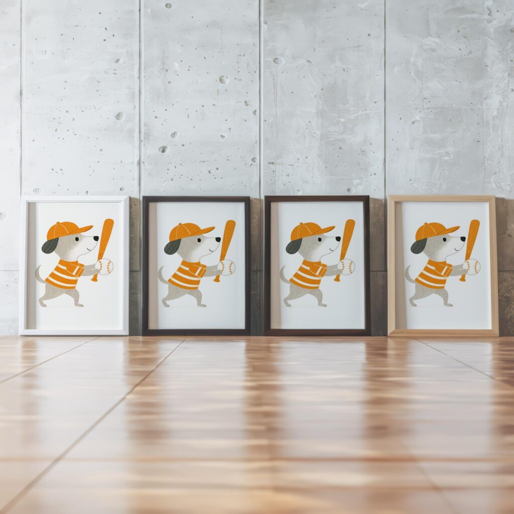 Baseball Puppy Nursery Print