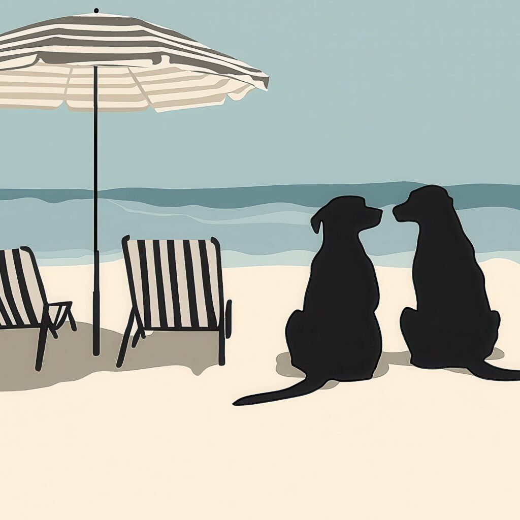 Beach Dogs Minimalist Coastal Art Print