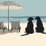 Beach Dogs Minimalist Coastal Art Print