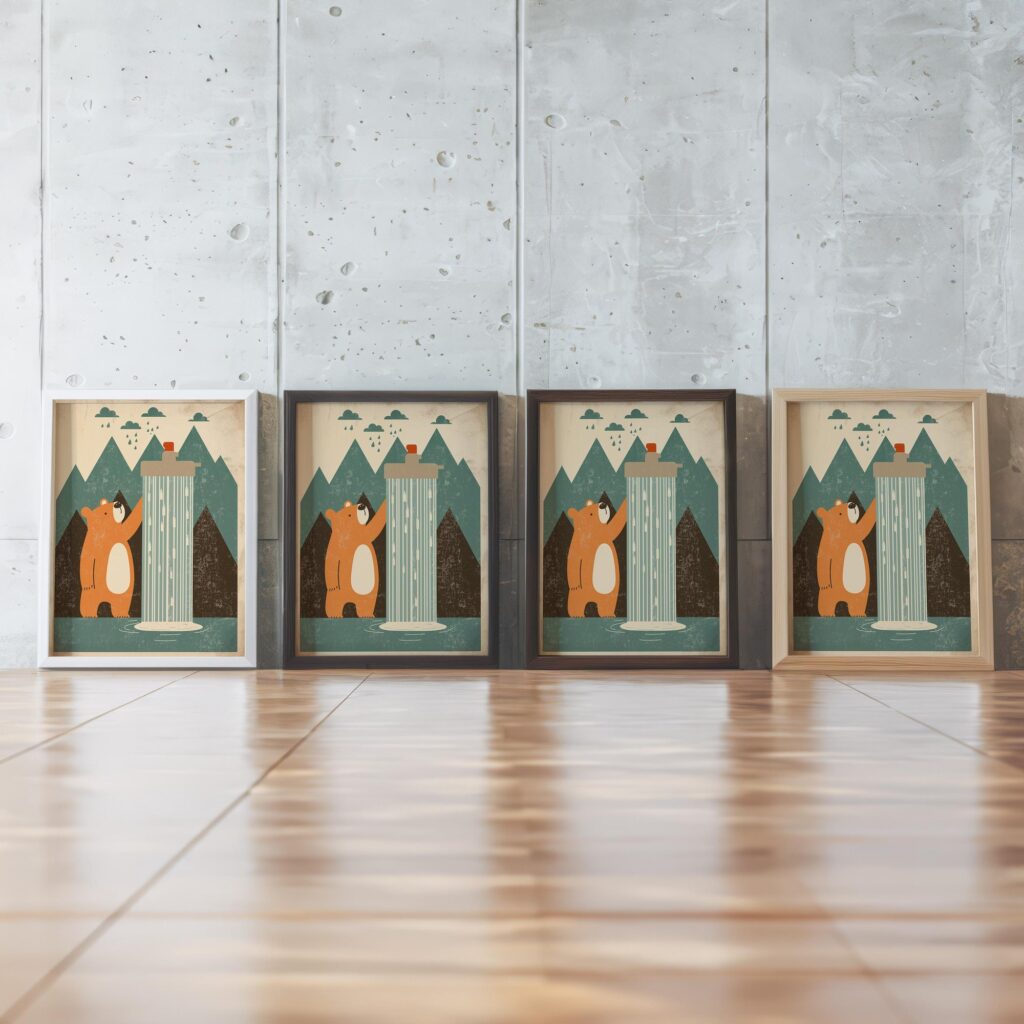 Bear Shower Mountain Print