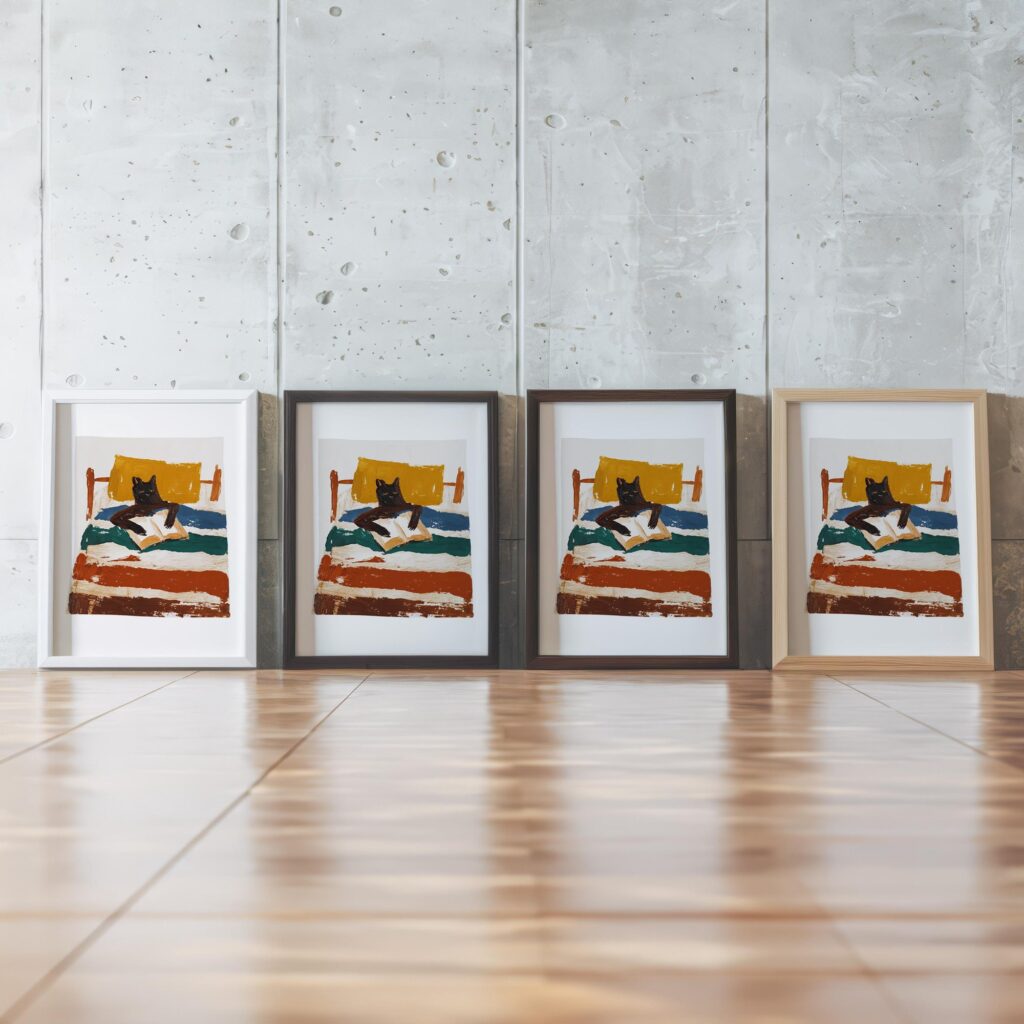 Bedroom Cat Reading Print