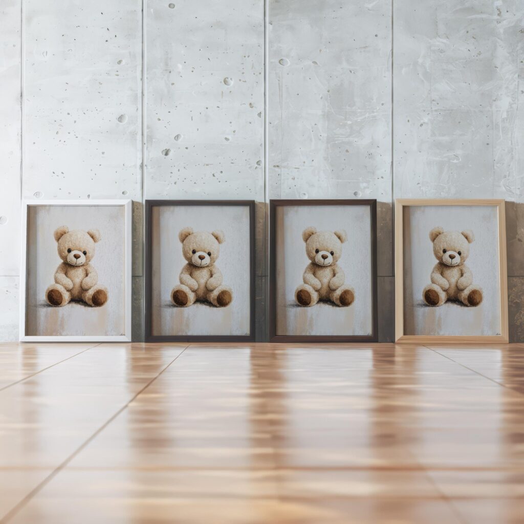 Beige Teddy Bear Nursery Wall Art