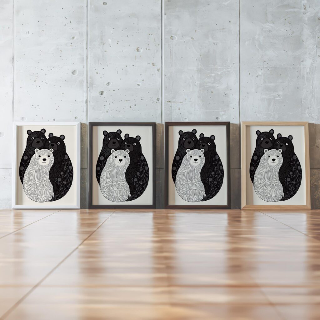 Black And White Bear Print