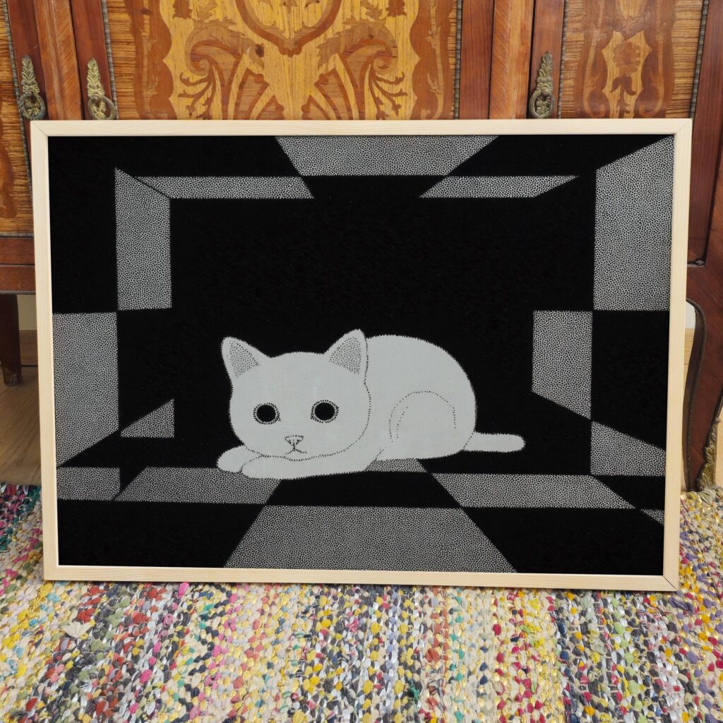 Black and White Cat Art Print