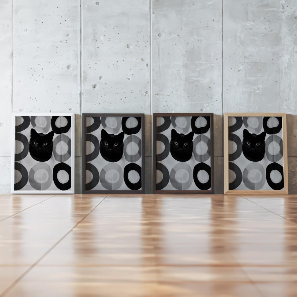 Black Cat Bathroom Art Print
