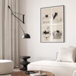 Black Cat Bathroom Print Set