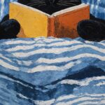 Black Cat Bed Reading Print