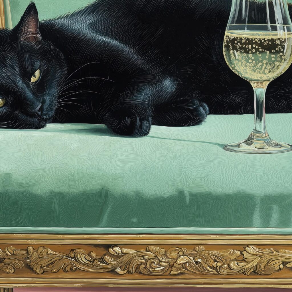 Black Cat Champagne Poster