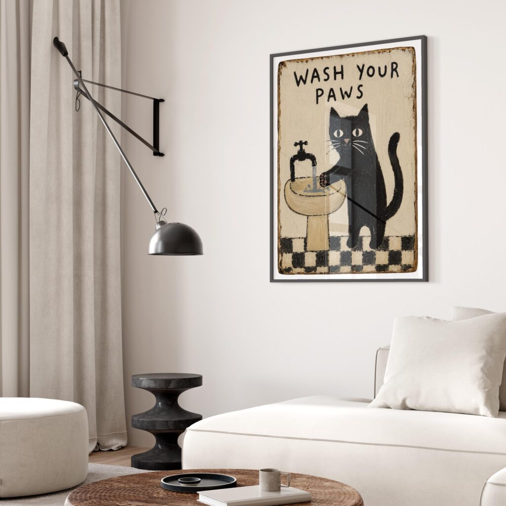 Black Cat Folk Art Print