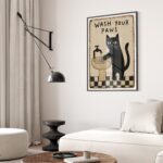 Black Cat Folk Art Print