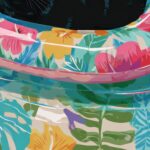 Black Cat in a Tropical Float Print