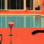 black cat pool cocktail art print