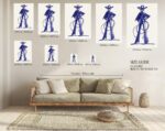 Blue Cowgirl Sketch Print
