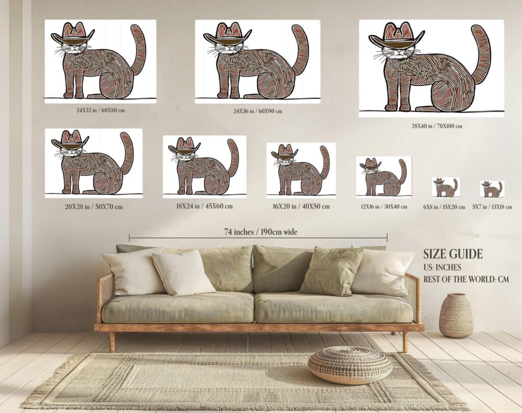 Boho Western Cat Print