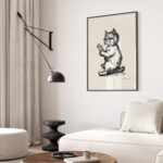 Book Lover Gift Bookworm Cat Print