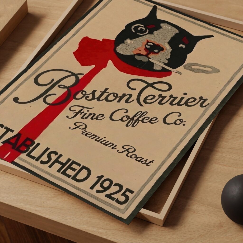 Boston Terrier Coffee Poster