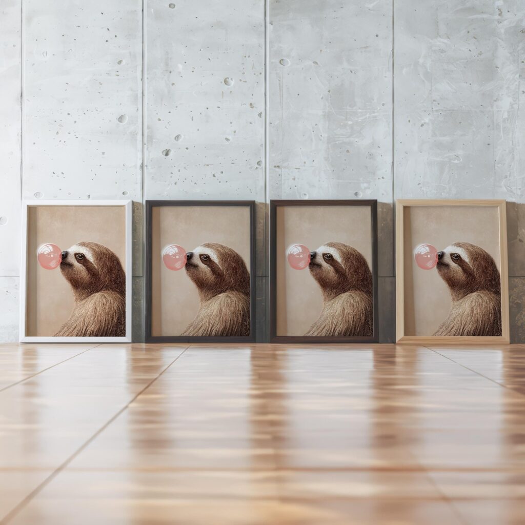 Bubblegum Sloth Wall Art