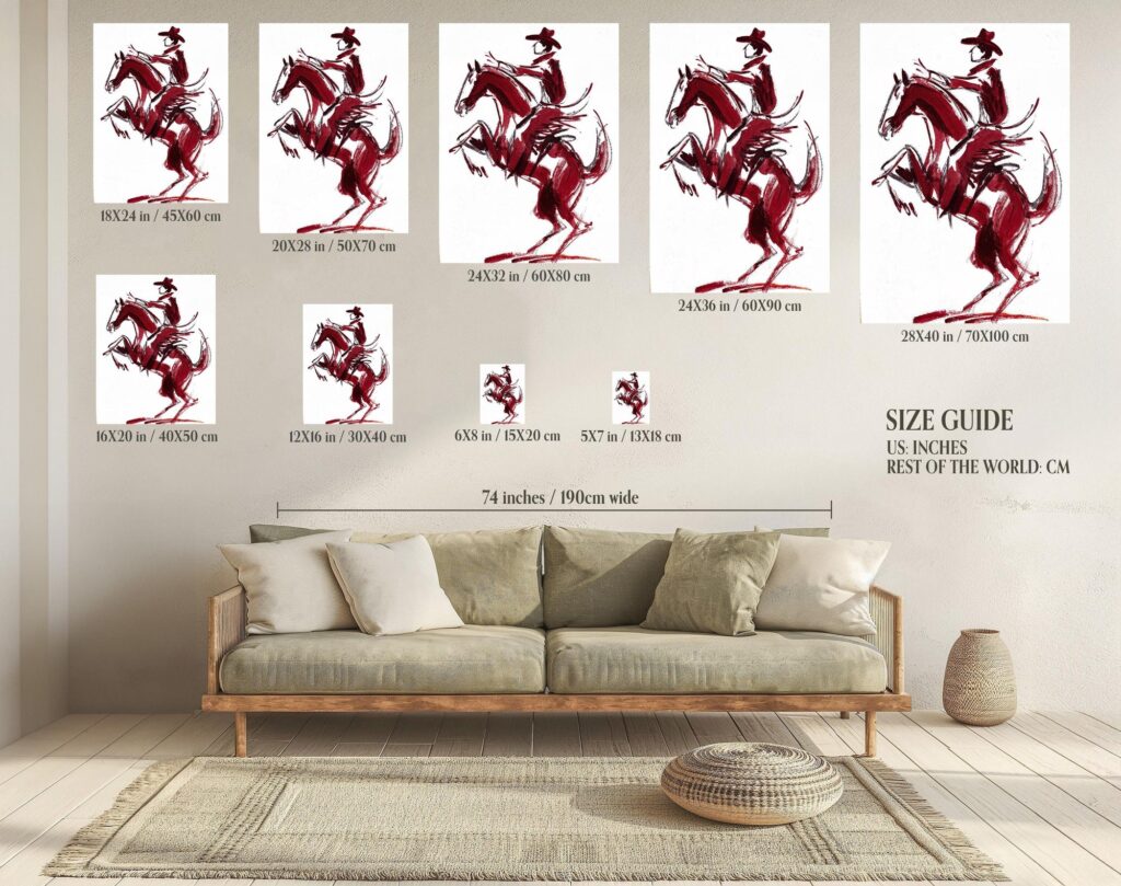 Burgundy Bucking Bronco Art Print