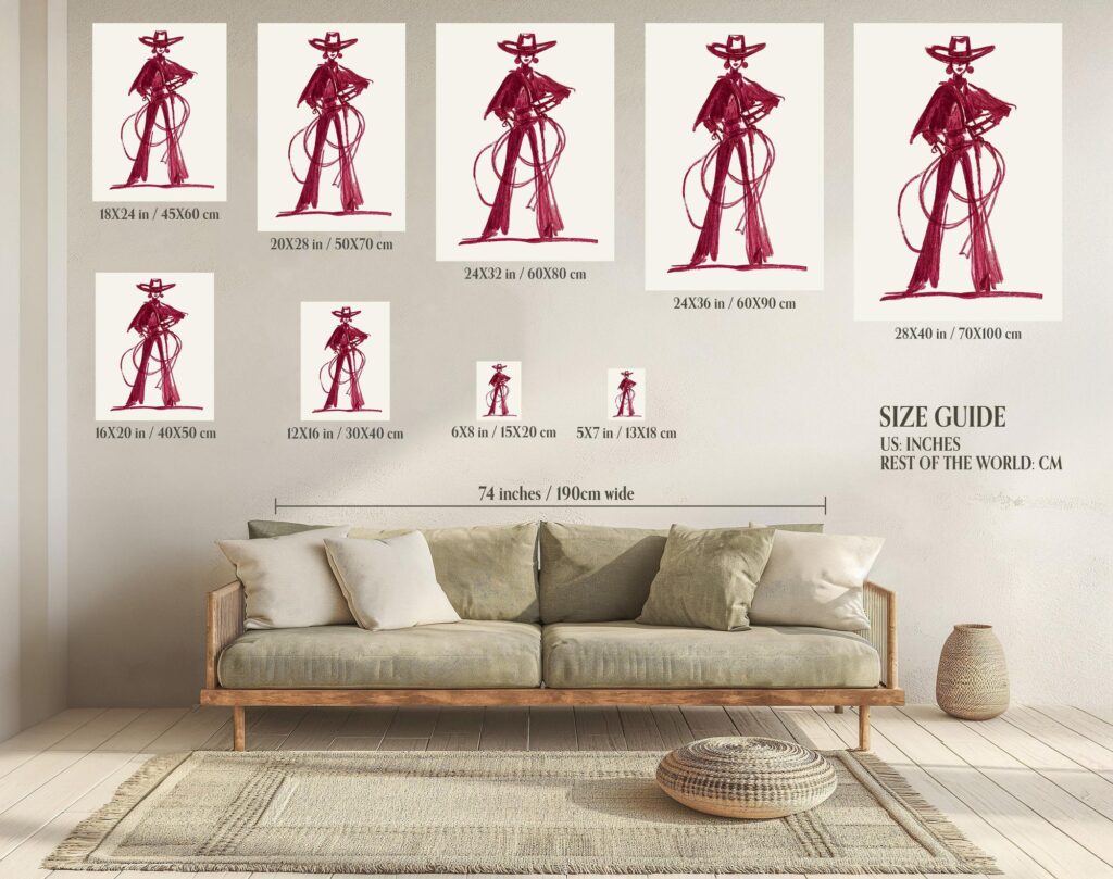 Burgundy Cowgirl Art Print