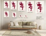 Burgundy Cowgirl Line Art Print