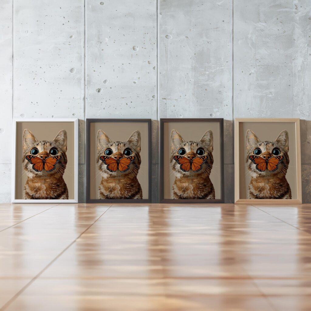 Cat with Butterfly Art Print