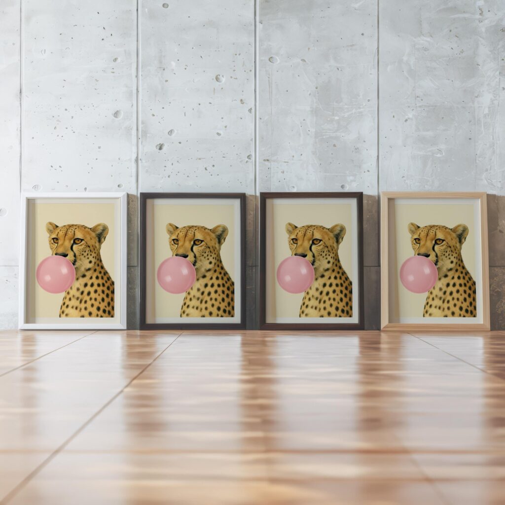 Cheetah Blowing Bubblegum Print