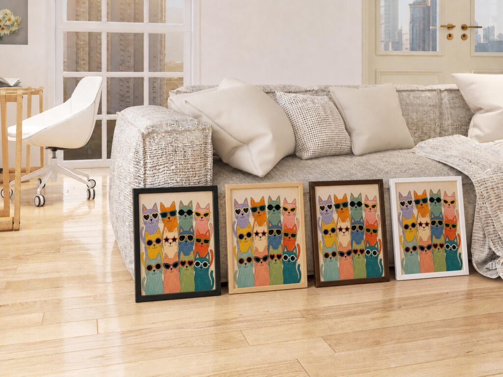 Colorful Cats in Sunglasses Print