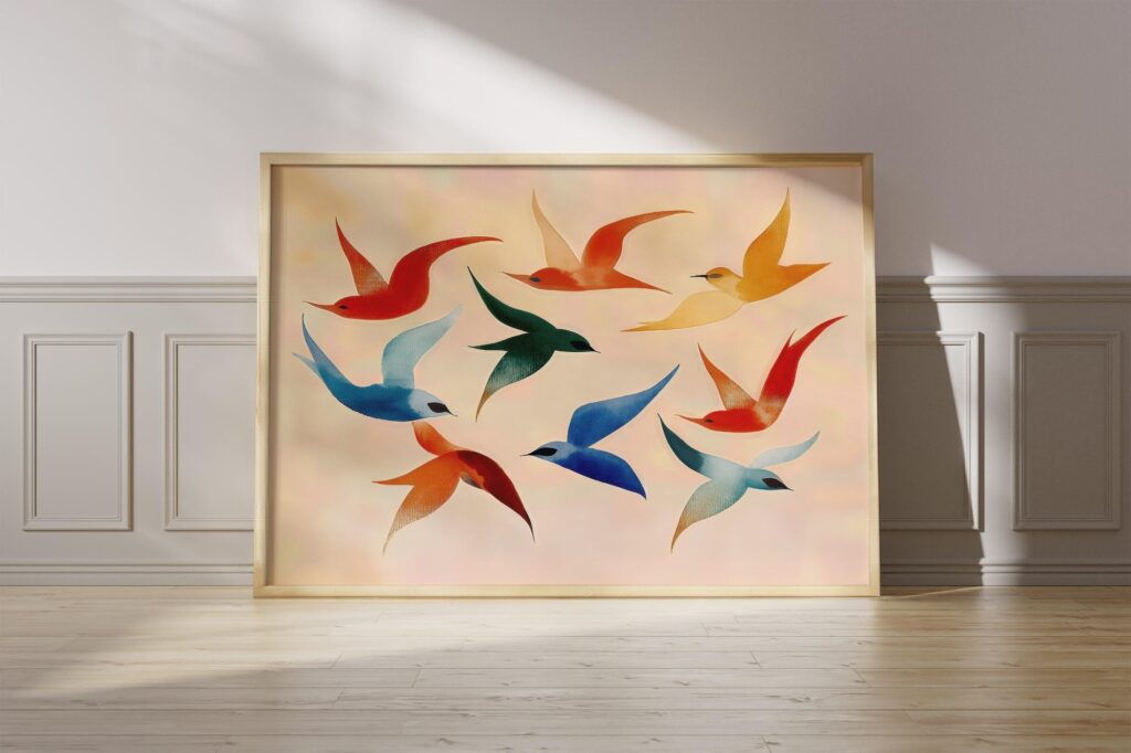 Colorful Swallow Birds Print