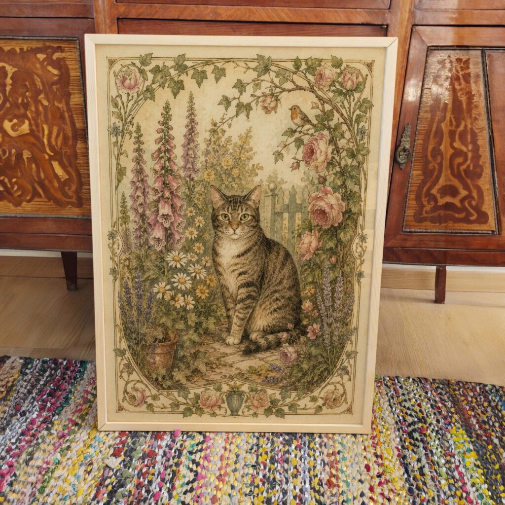 Cottagecore Cat Print