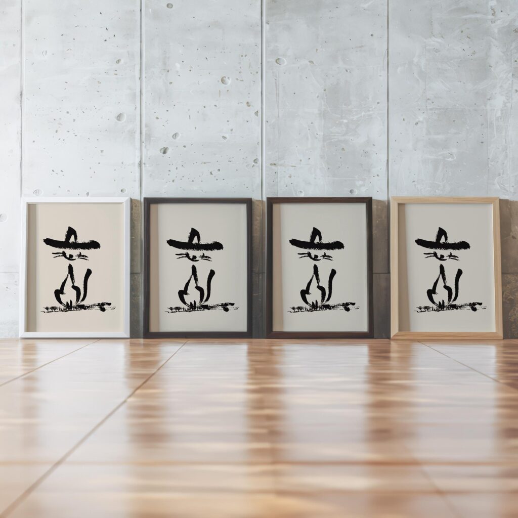 Cowboy Cat Minimalist Art Print