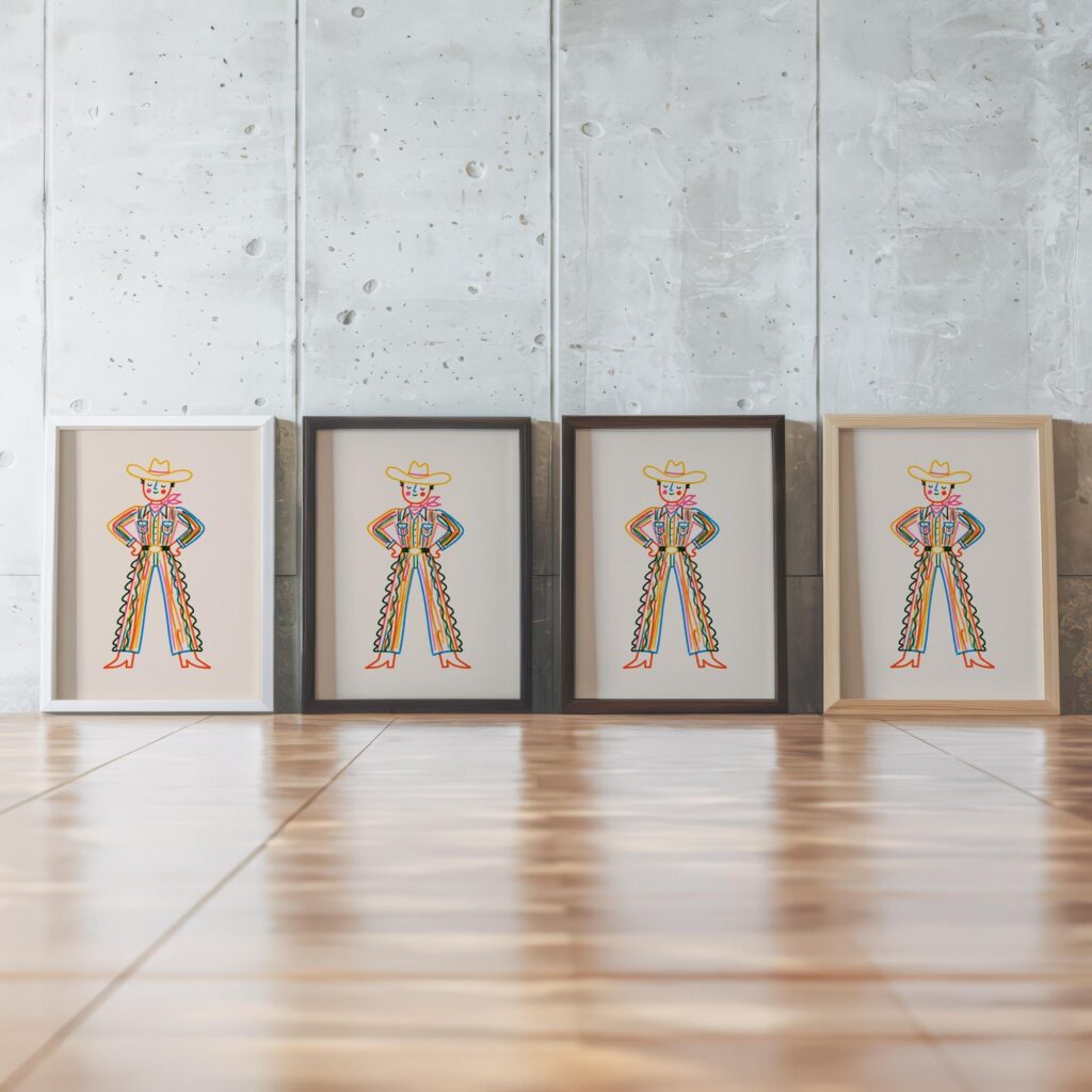 Cowboy Cowgirl Print Set