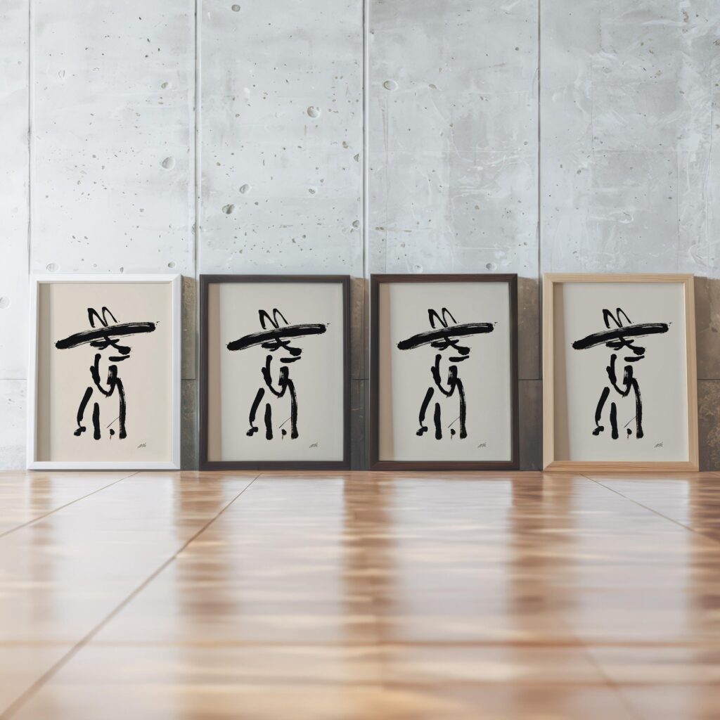 Cowboy Dog Abstract Ink Wall Art