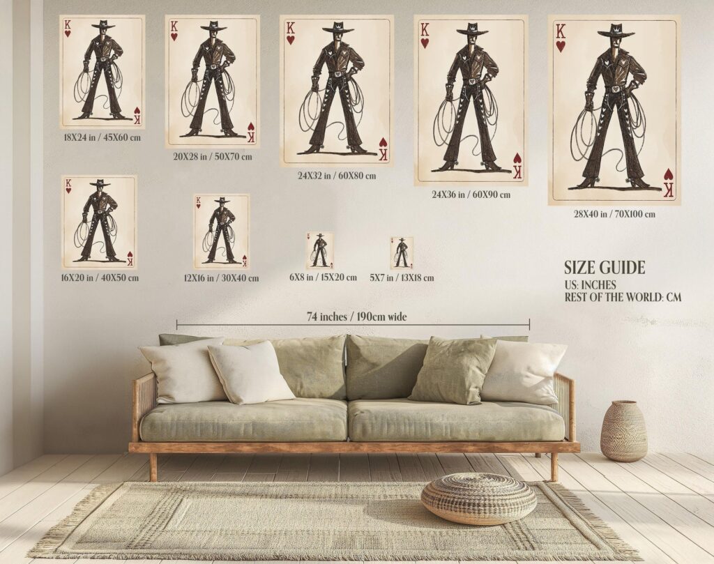 Cowboy King of Hearts Vintage Western Print