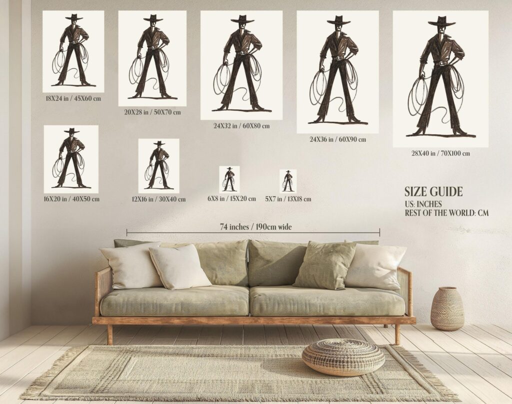 Cowboy with Lasso Western Print