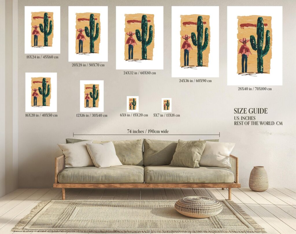 Cowgirl and Cactus Western Print