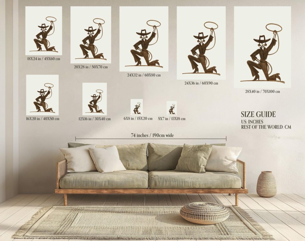 Cowgirl Lasso Silhouette Modern Western Art Print Woman Poster