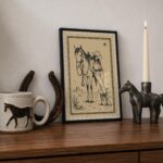 Cowgirl Leaning on Her Horse in the Desert Print