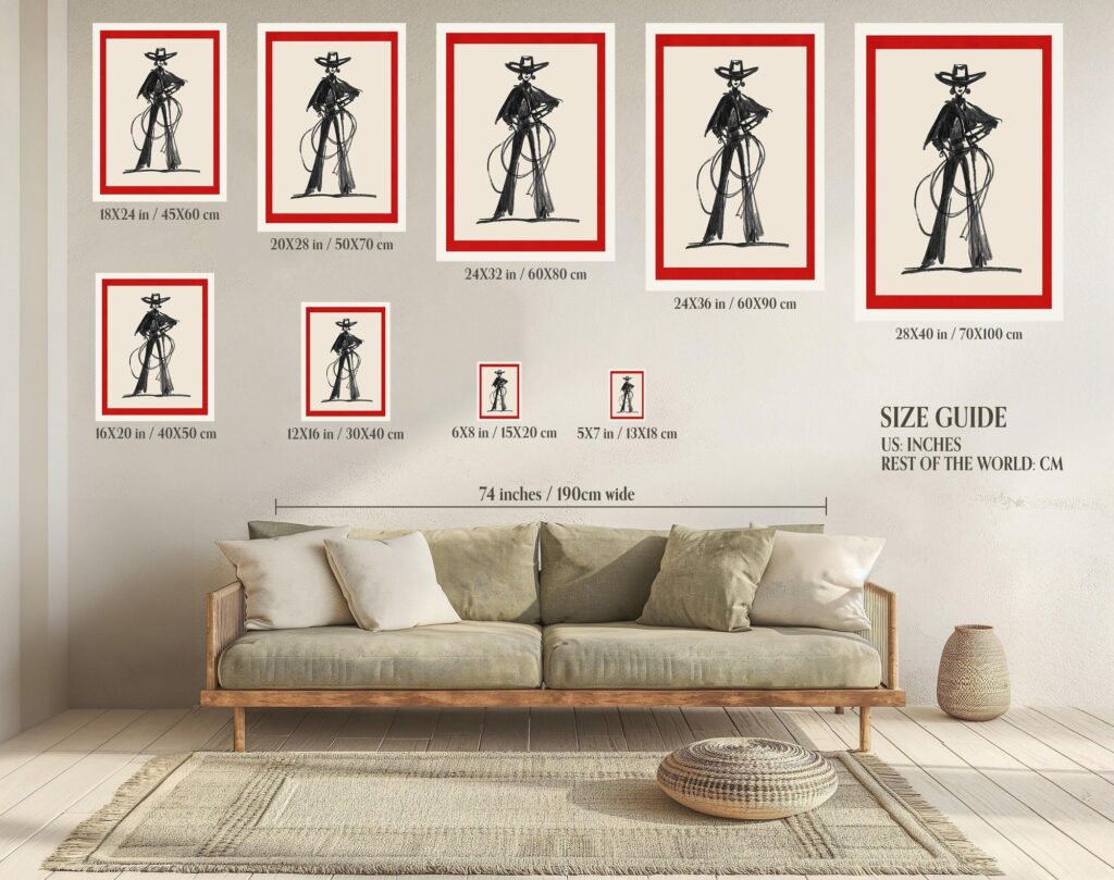 Cowgirl Line Art Print Minimalist Western Ranch Decor