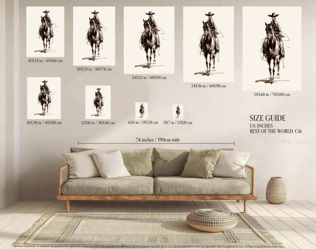 Cowgirl Line Art Print Minimalist Western