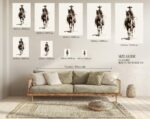 Cowgirl Line Art Print Minimalist Western
