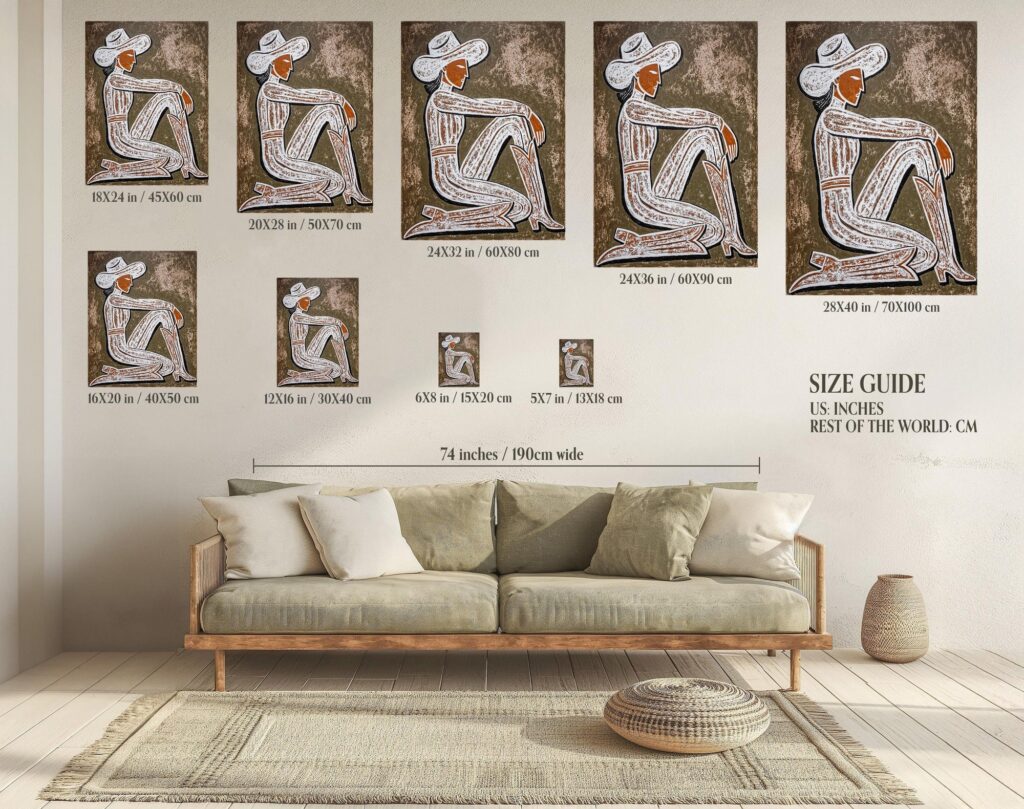 Cowgirl Linocut Art Print