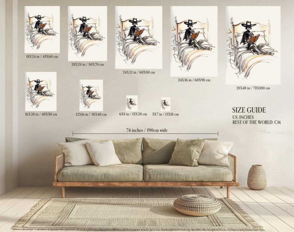 Cowgirl Reading Print Western Bedroom Wall Art