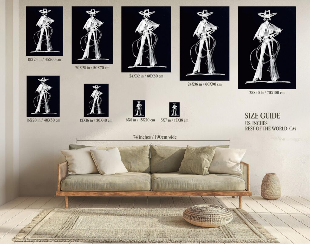 Cowgirl Sketch Print