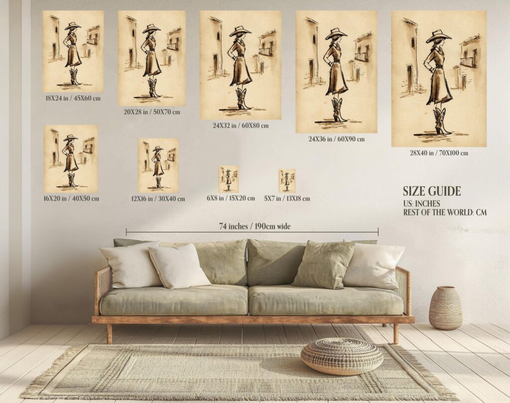 Cowgirl Western Ink Wall Art